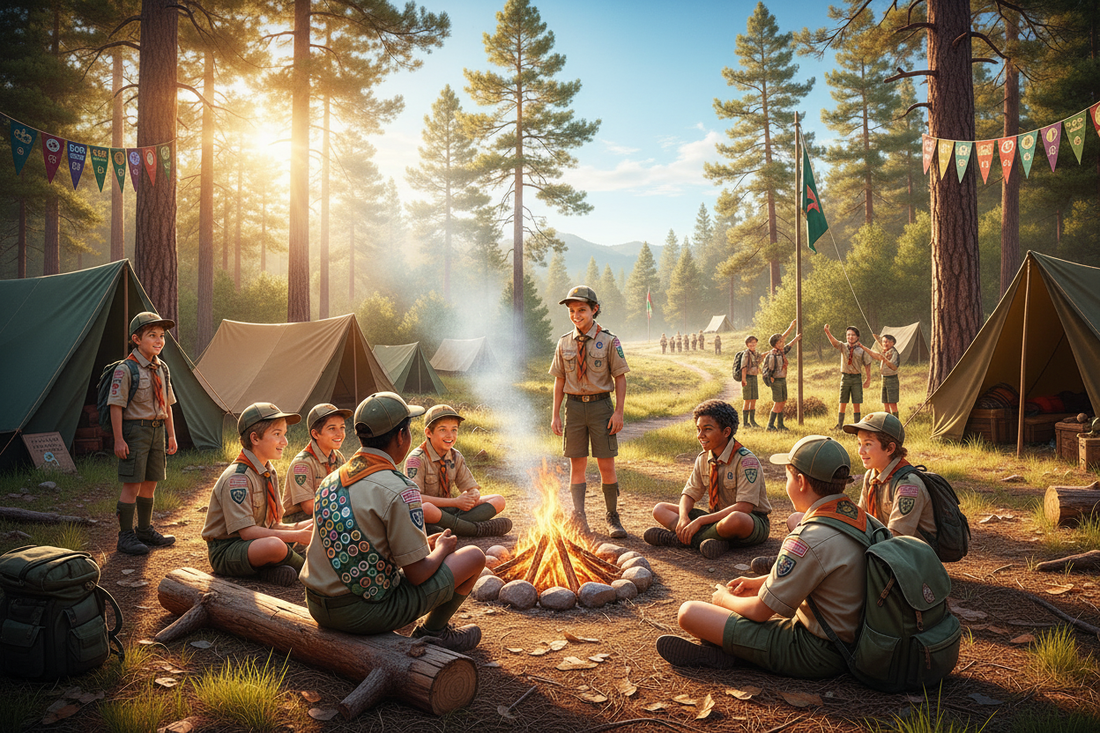 Boy Scouts around the fire