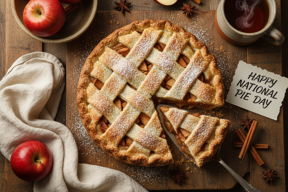 National Pie Day celebration with freshly baked homemade pie and golden flaky crust