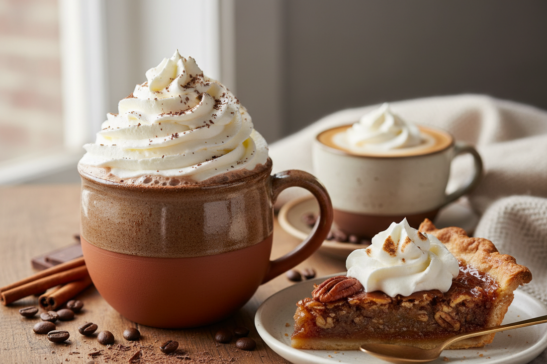 National Whipped Cream Day celebration with fresh whipped cream on hot chocolate