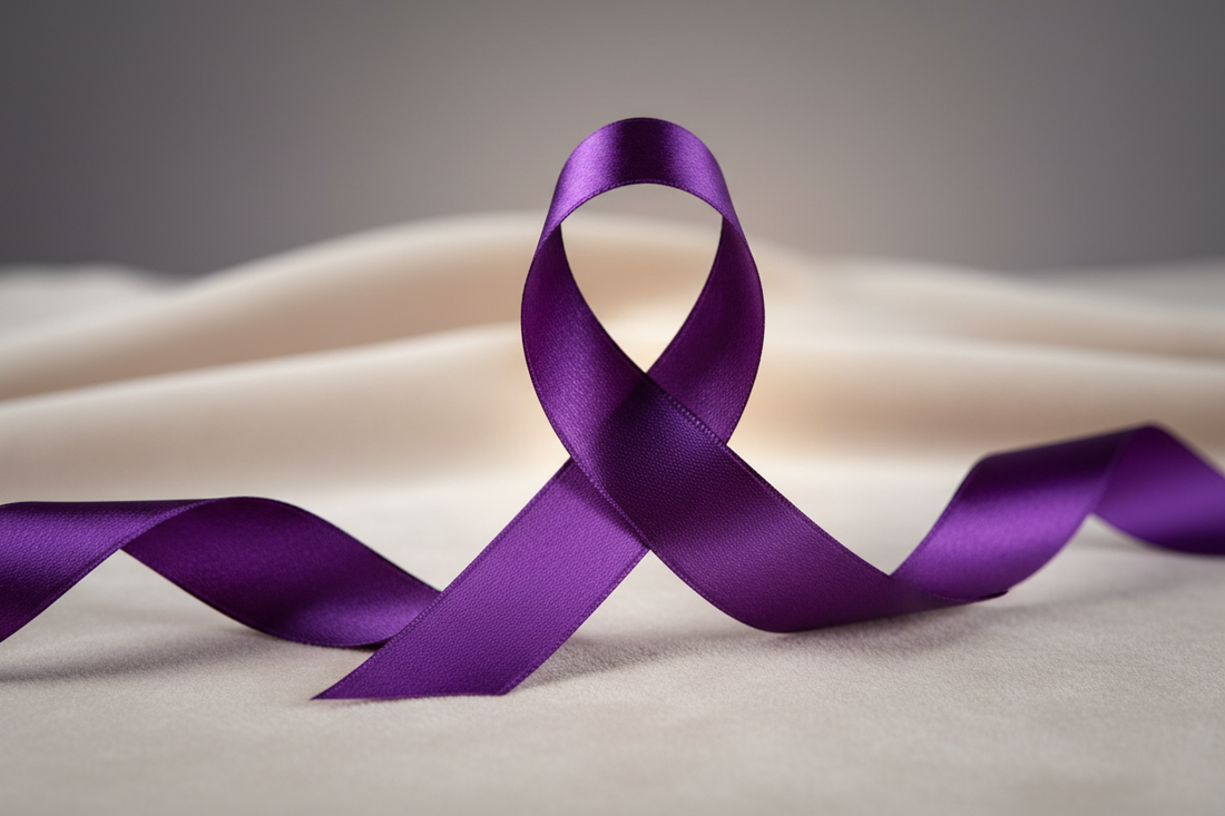 Vibrant purple awareness ribbon symbolizing epilepsy awareness for Purple Day