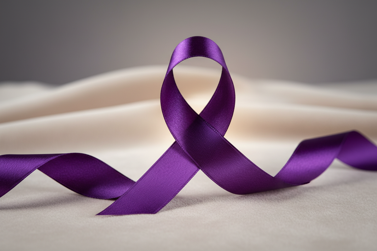 Vibrant purple awareness ribbon symbolizing epilepsy awareness for Purple Day